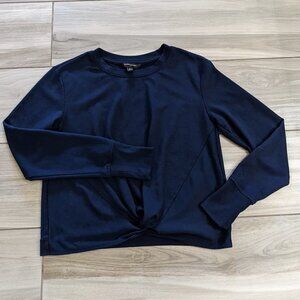Banana Republic Cropped Navy Knotted Crew Neck